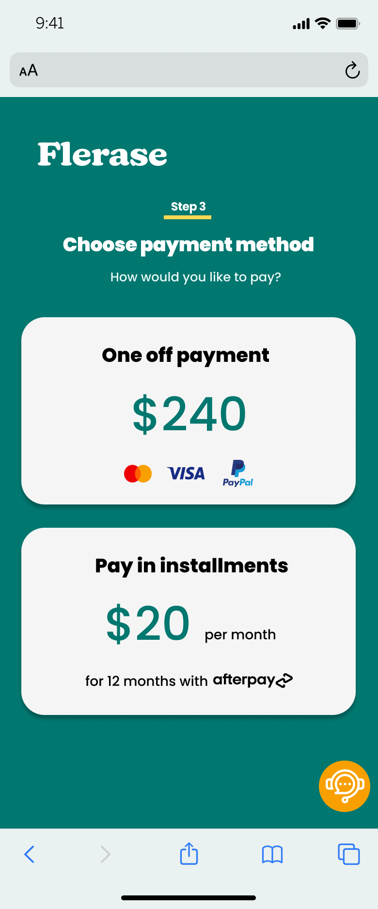 Flerase — choose payment method