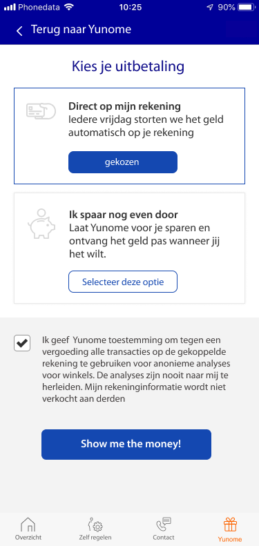 Money plan selection