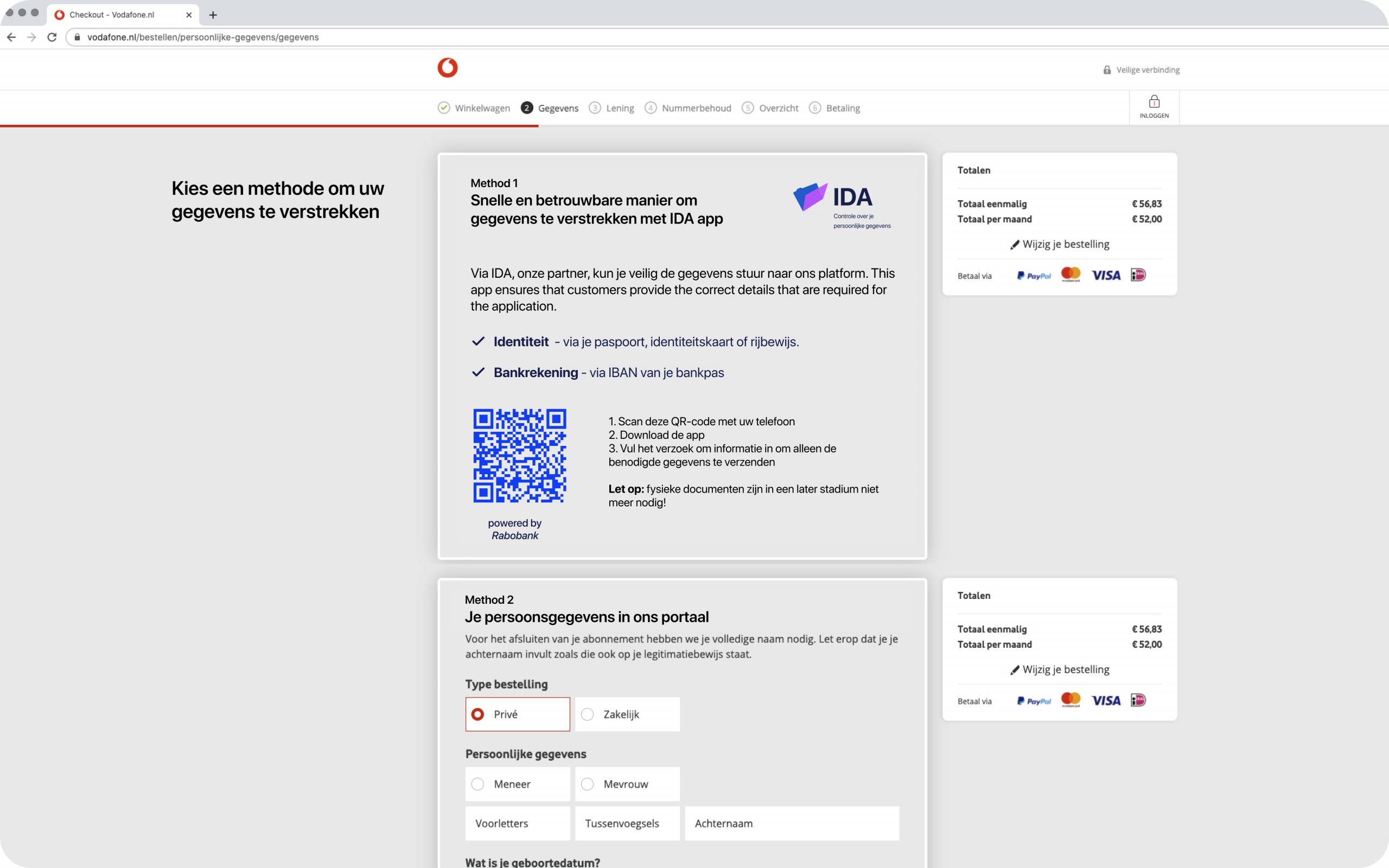 Business web portal — data sharing method selection