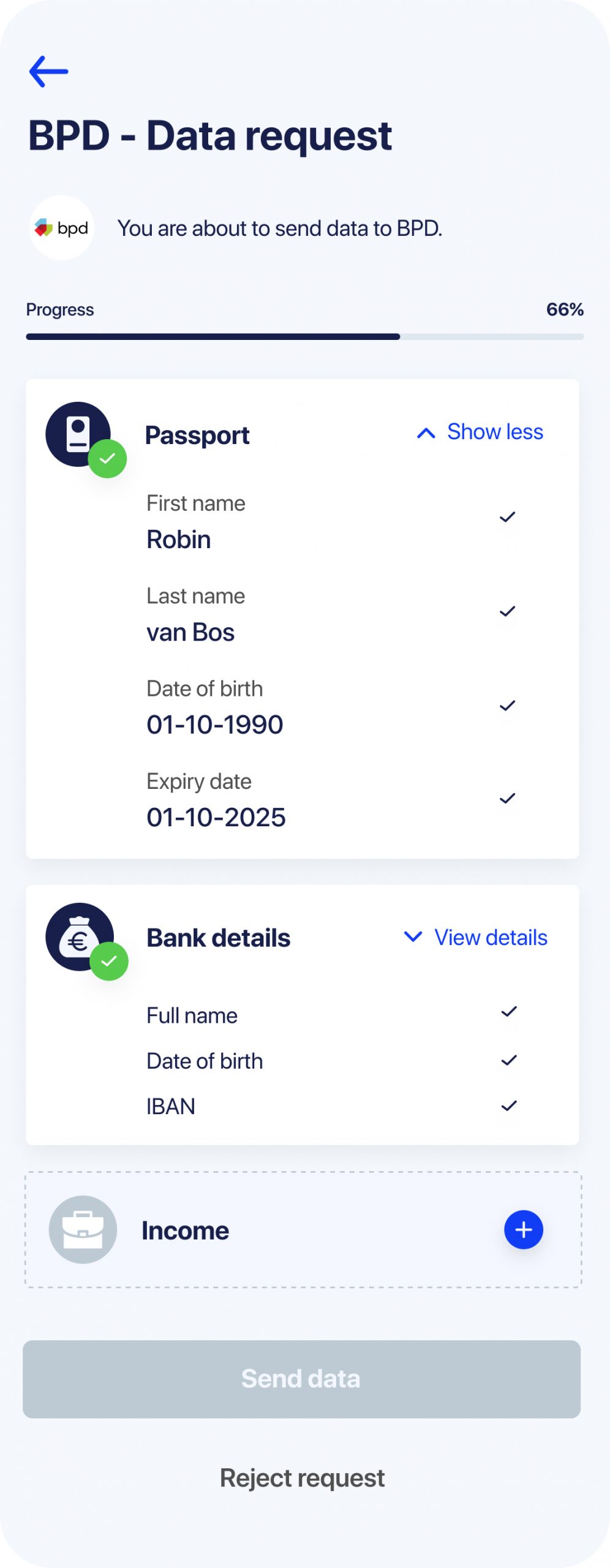 Request — data minimisation attempt 2