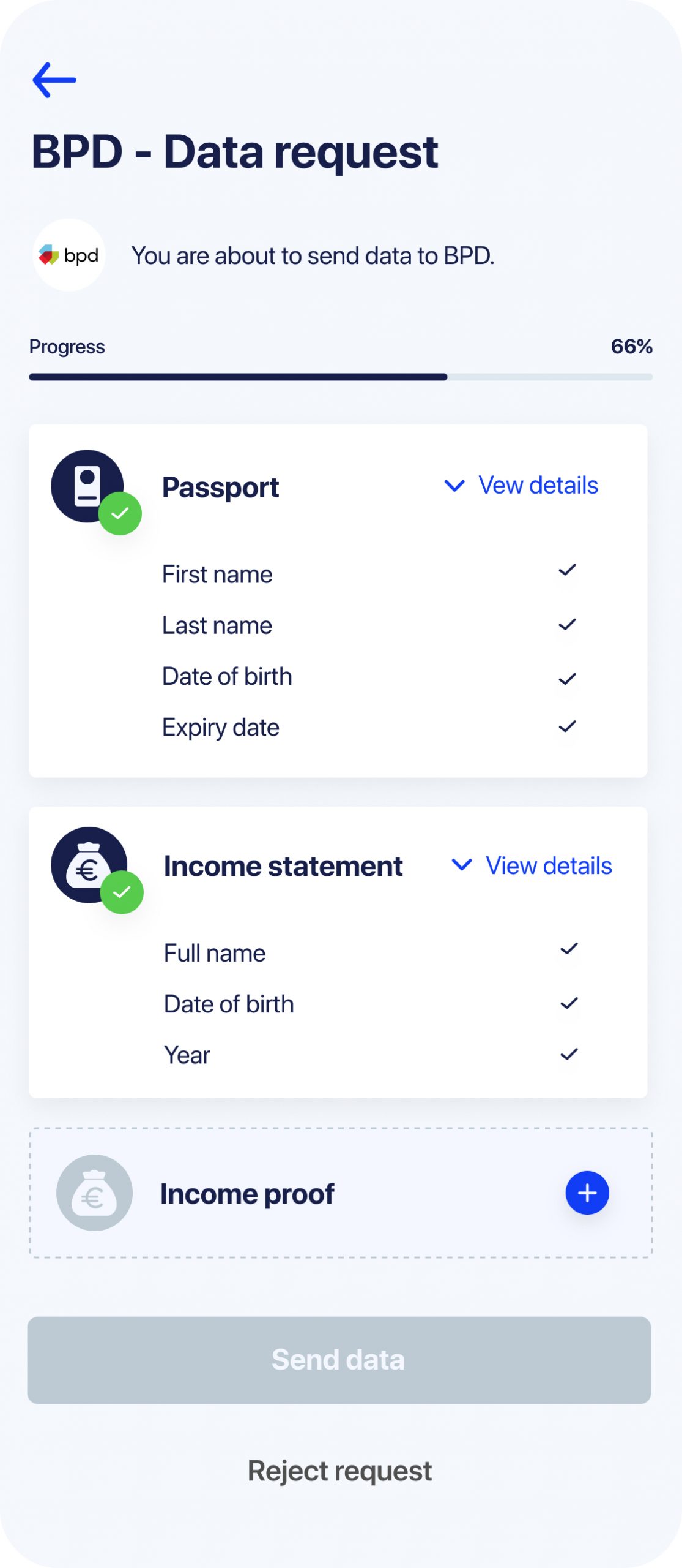 ZKP — data request with income proof