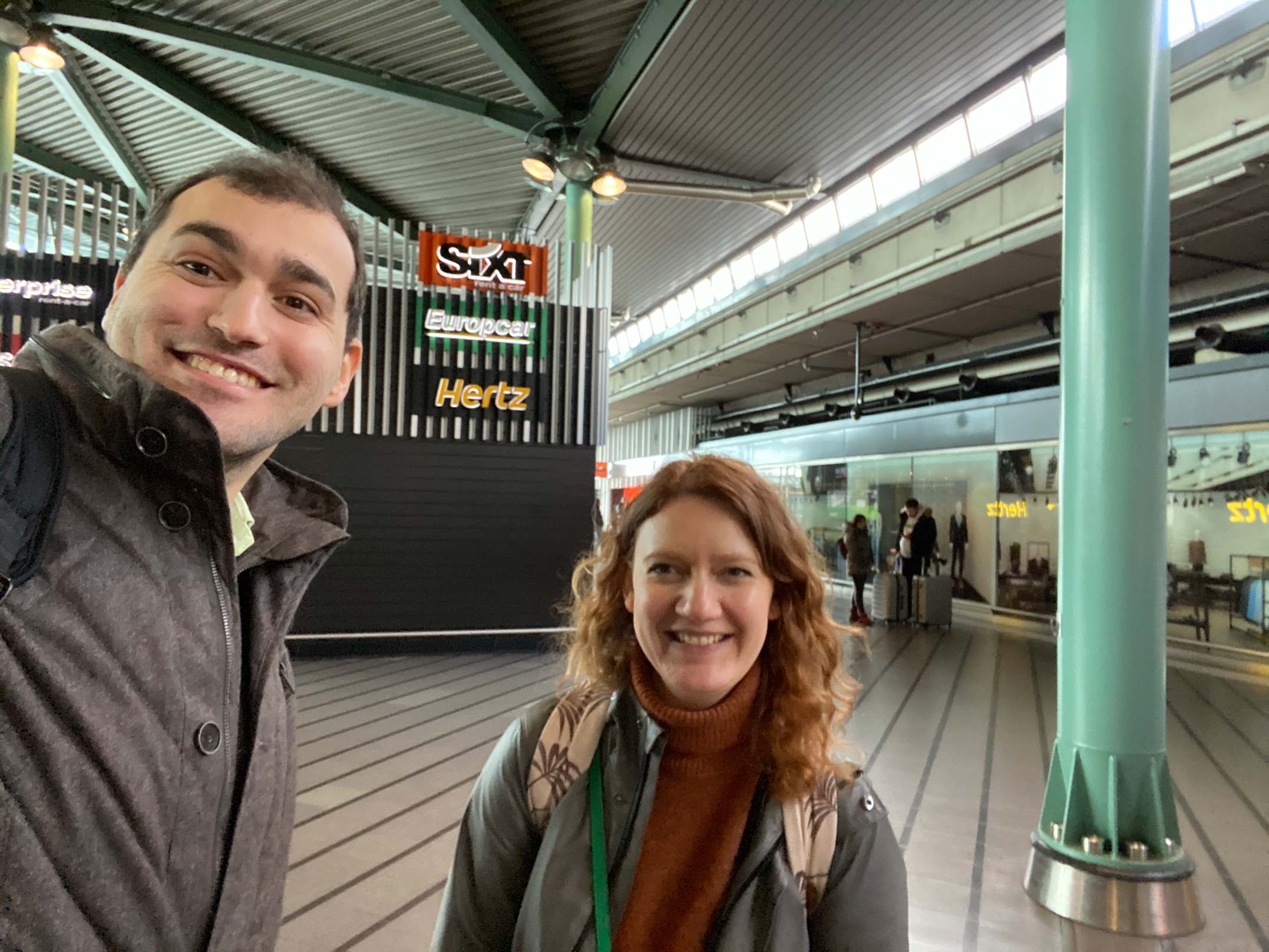 Interviewing people at Schiphol airport car rental